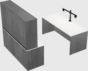 Parallel desk with credenza