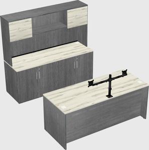 Parallel desk with credenza