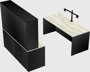 Parallel desk with credenza