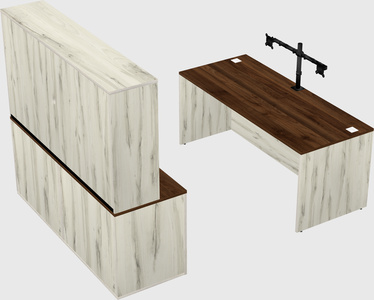 Parallel desk with credenza