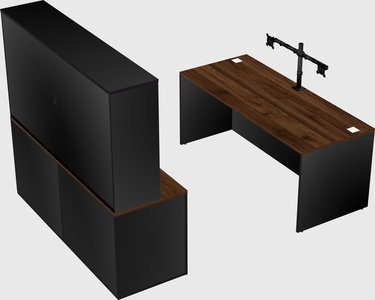 Parallel desk with credenza
