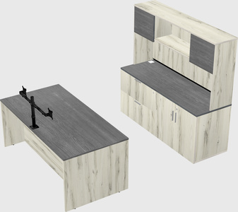 Parallel desk with credenza