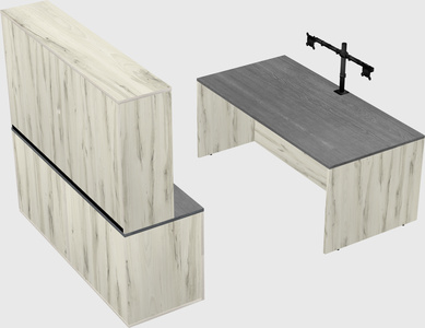Parallel desk with credenza
