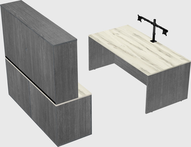 Parallel desk with credenza