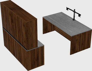 Parallel desk with credenza