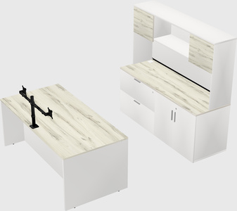 Parallel desk with credenza
