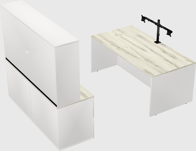 Parallel desk with credenza