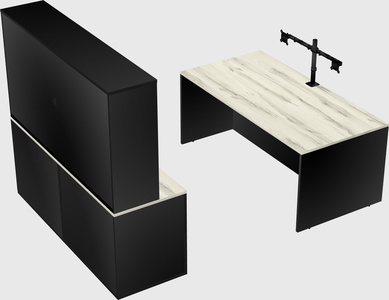 Parallel desk with credenza