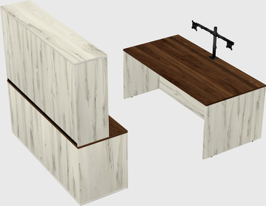 Parallel desk with credenza