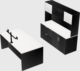 Parallel desk with credenza