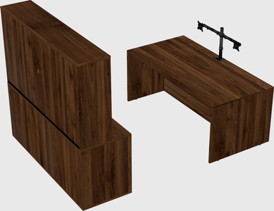 Parallel desk with credenza