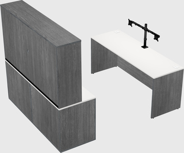 Parallel desk with credenza