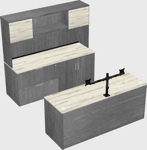 Parallel desk with credenza