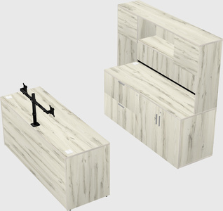 Parallel desk with credenza