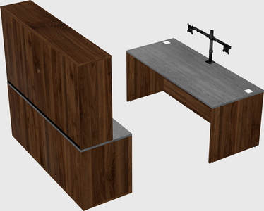 Parallel desk with credenza