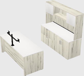 Parallel desk with credenza