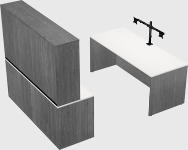 Parallel desk with credenza