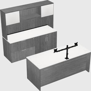 Parallel desk with credenza