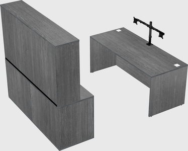 Parallel desk with credenza