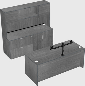 Parallel desk with credenza