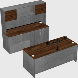 Parallel desk with credenza