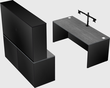 Parallel desk with credenza