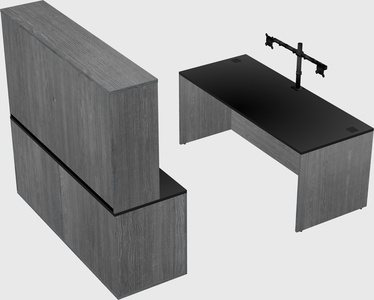Parallel desk with credenza