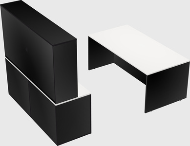 Parallel desk with credenza