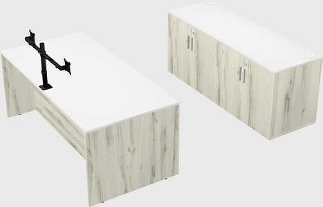 Parallel desk with credenza