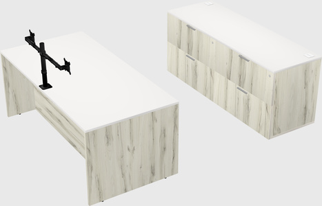 Parallel desk with credenza