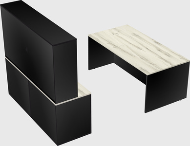 Parallel desk with credenza