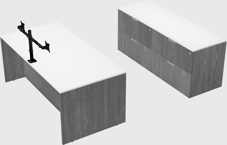 Parallel desk with credenza