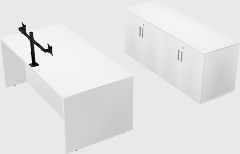 Parallel desk with credenza