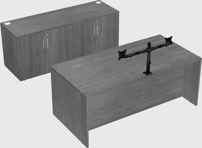 Parallel desk with credenza