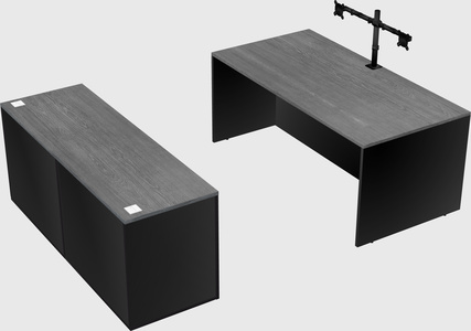 Parallel desk with credenza