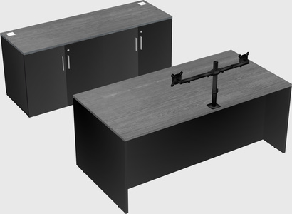 Parallel desk with credenza