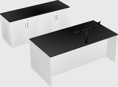 Parallel desk with credenza