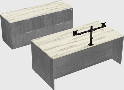 Parallel desk with credenza