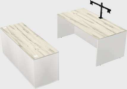 Parallel desk with credenza