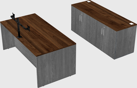 Parallel desk with credenza