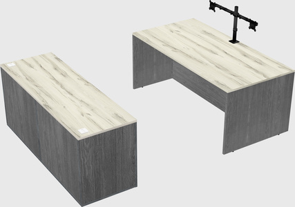 Parallel desk with credenza