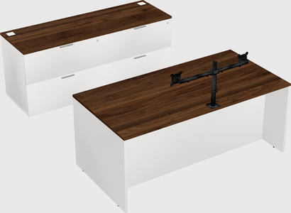 Parallel desk with credenza