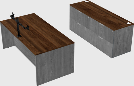 Parallel desk with credenza