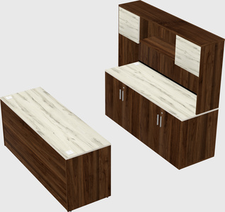 Parallel desk with credenza