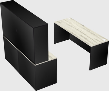 Parallel desk with credenza