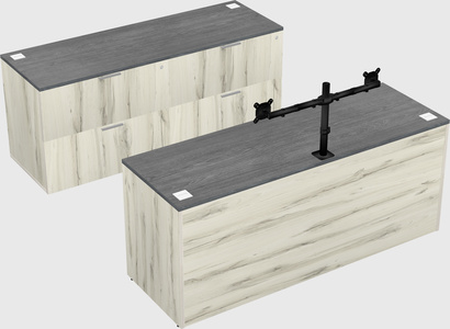 Parallel desk with credenza