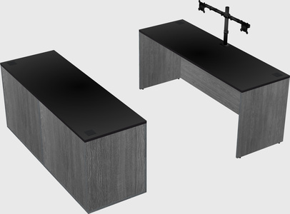 Parallel desk with credenza