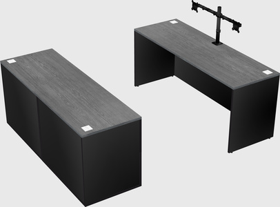 Parallel desk with credenza