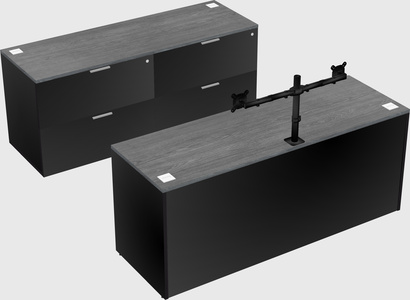 Parallel desk with credenza
