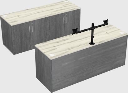 Parallel desk with credenza